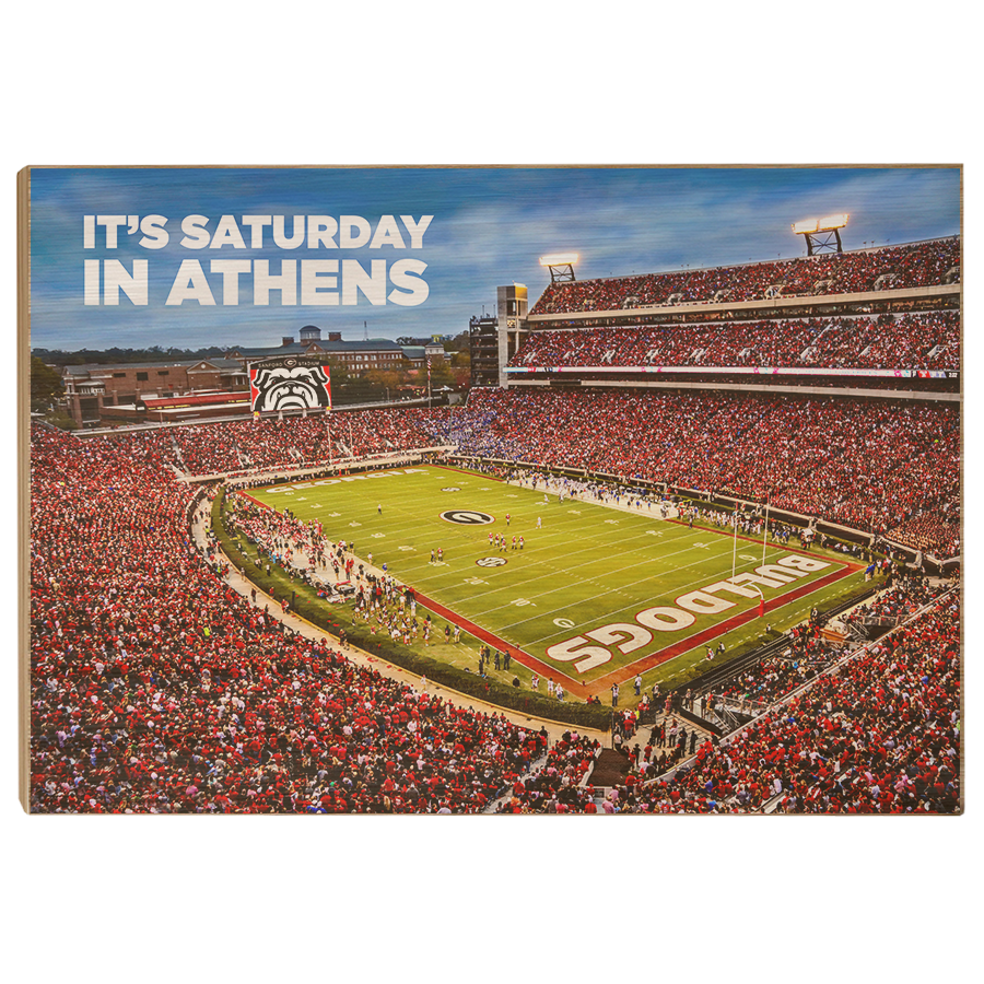 Georgia Bulldogs - It's Saturday in Athens - College Wall Art #Wood