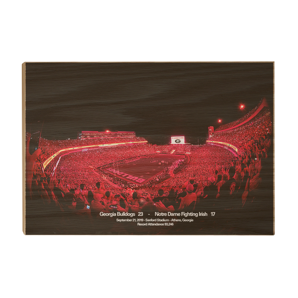 Georgia Bulldogs - Sanford Red Lights Georgia vs. Notre Dame - College Wall Art #Canvas