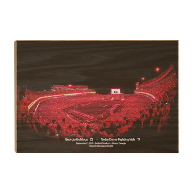 Georgia Bulldogs - Sanford Red Lights Georgia vs. Notre Dame - College Wall Art #Wood