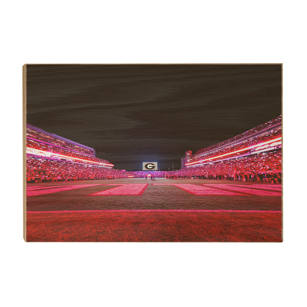 Georgia Bulldogs - Sanford Red Lights End Zone - College Wall Art #Canvas