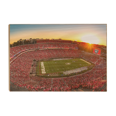 Georgia Bulldogs - Sanford Stadium Sunset - College Wall Art #Wood