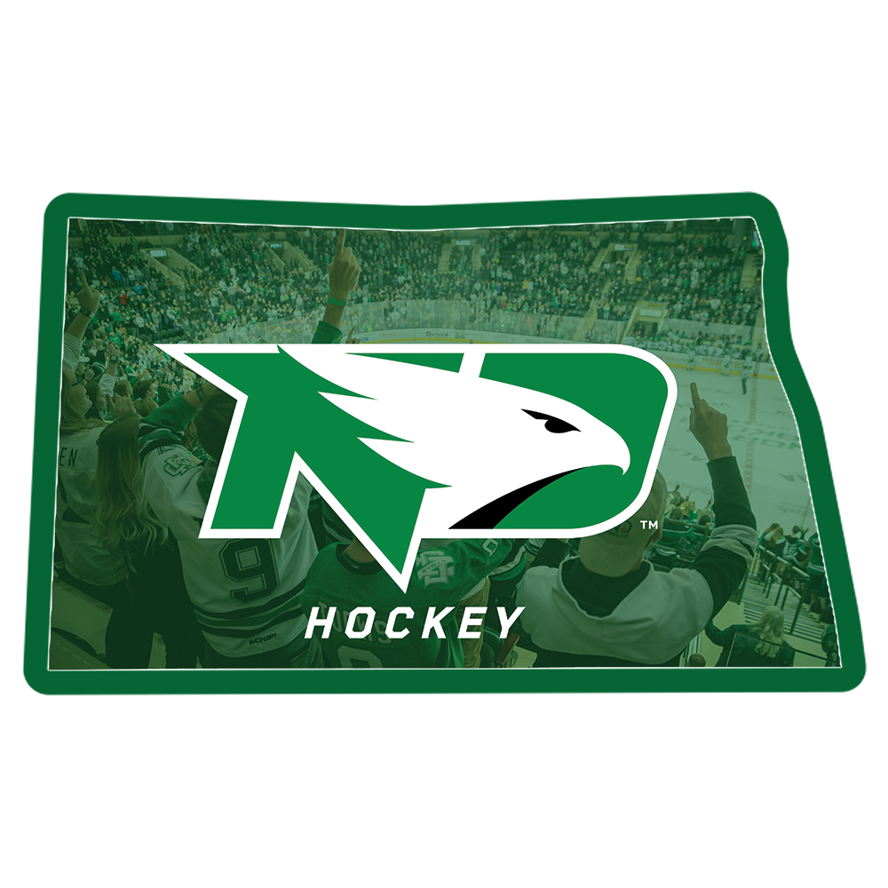 North Dakota Fighting Hawks -  North Dakota Hockey Map Single Layer Dimensional