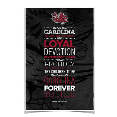 South Carolina Gamecocks - We Hail Thee Carolina - College Wall Art #Poster