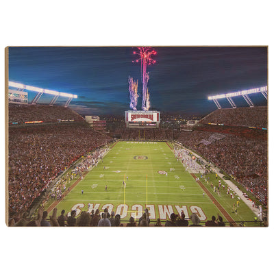 South Carolina Gamecocks - Fireworks over Williams Brice - College Wall Art #Wood