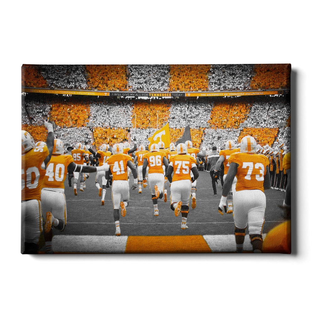 Tennessee Volunteers - Running Onto the Checkerboard Field - College Wall Art #Canvas