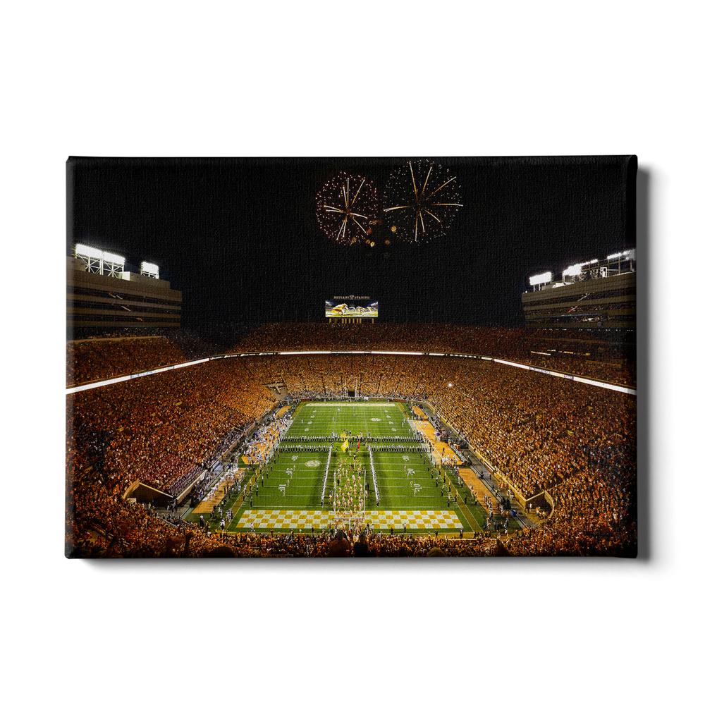 Tennessee Volunteers - Running Thru the T Fireworks - College Wall Art #Canvas