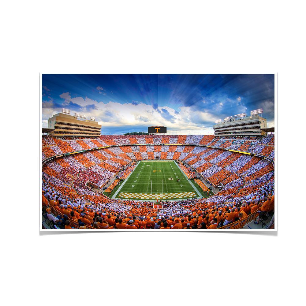 Tennessee Volunteers - Sunset over Checkerboard Neyland - College Wall Art #Canvas