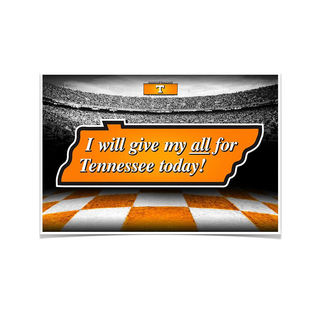 Tennessee Volunteers - Give My All For TN - College Wall Art #Canvas