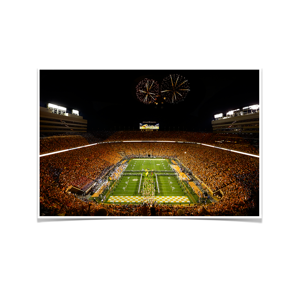 Tennessee Volunteers - Running Thru the T Fireworks - College Wall Art #Poster