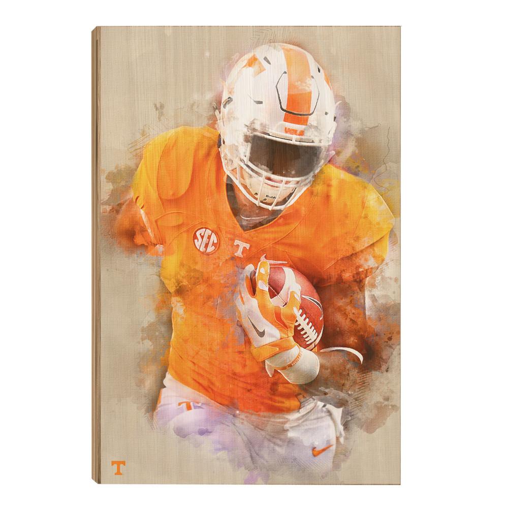 Tennessee Volunteers - Run Watercolor - College Wall Art #Wood