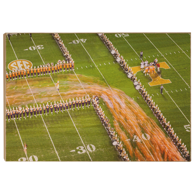 Tennessee Volunteers - Closeup Running Thru the T - College Wall Art #Wood