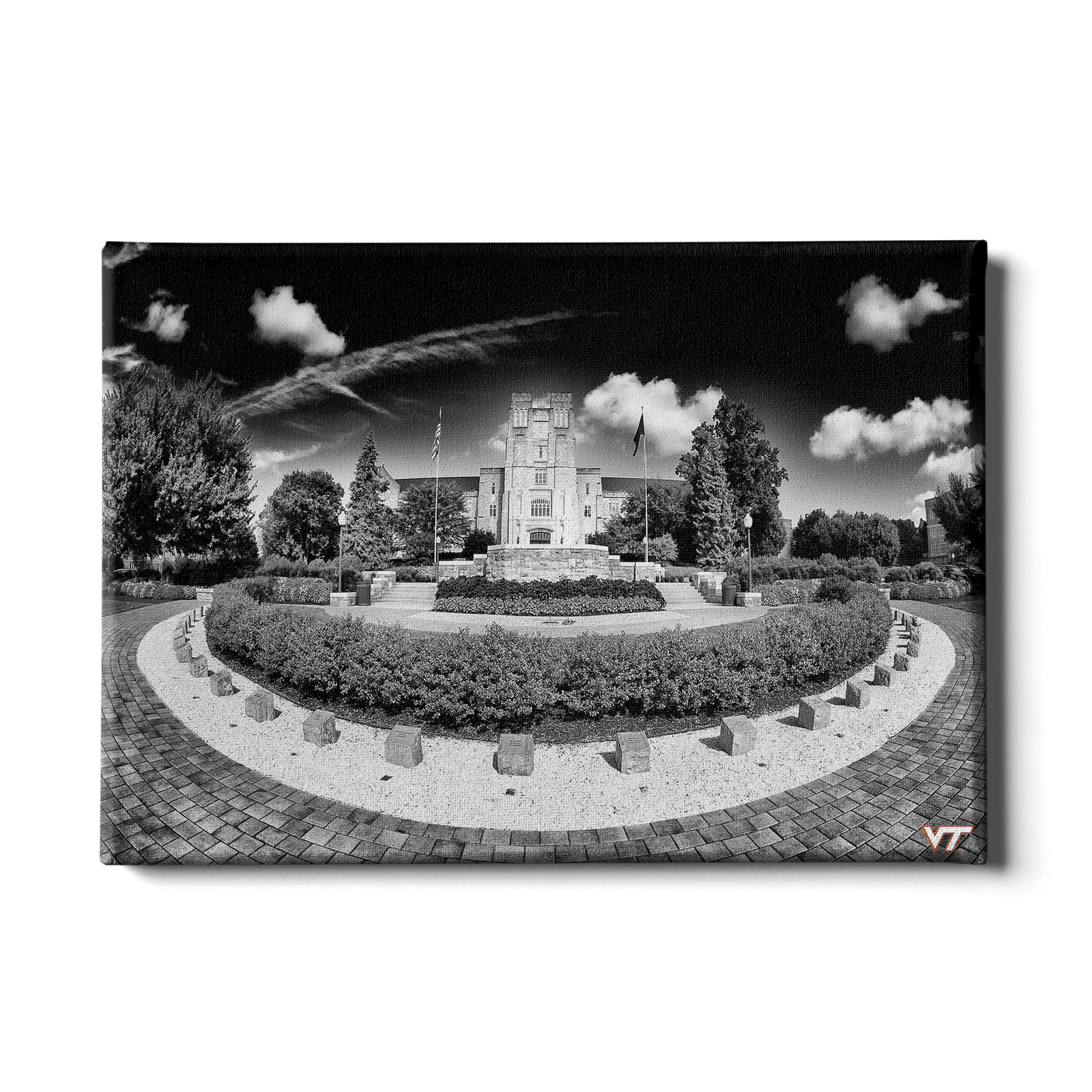Virginia Tech Hokies - Burruss Hall B&W - College Wall Art #Canvas