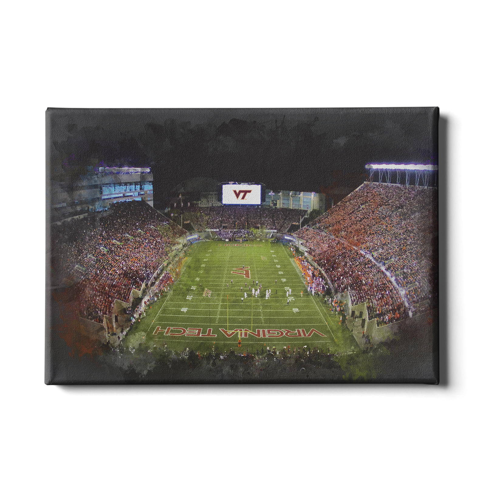 Virginia Tech Hokies - Lane Stadium Watercolor - College Wall Art #Canvas