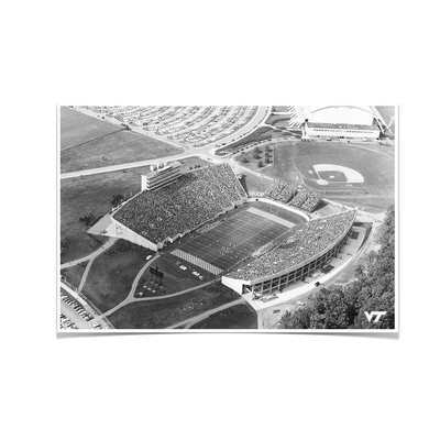 Virginia Tech Hokies - Vintage Aerial Lane Stadium - College Wall Art #Poster