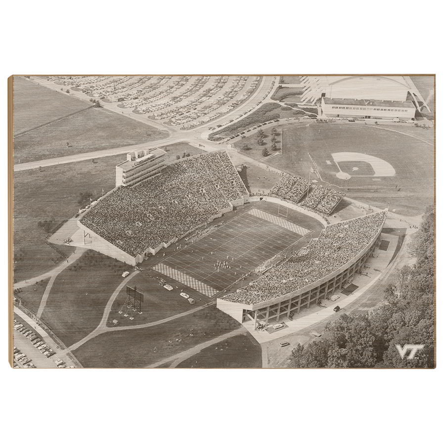Virginia Tech Hokies - Vintage Aerial Lane Stadium - College Wall Art #Canvas